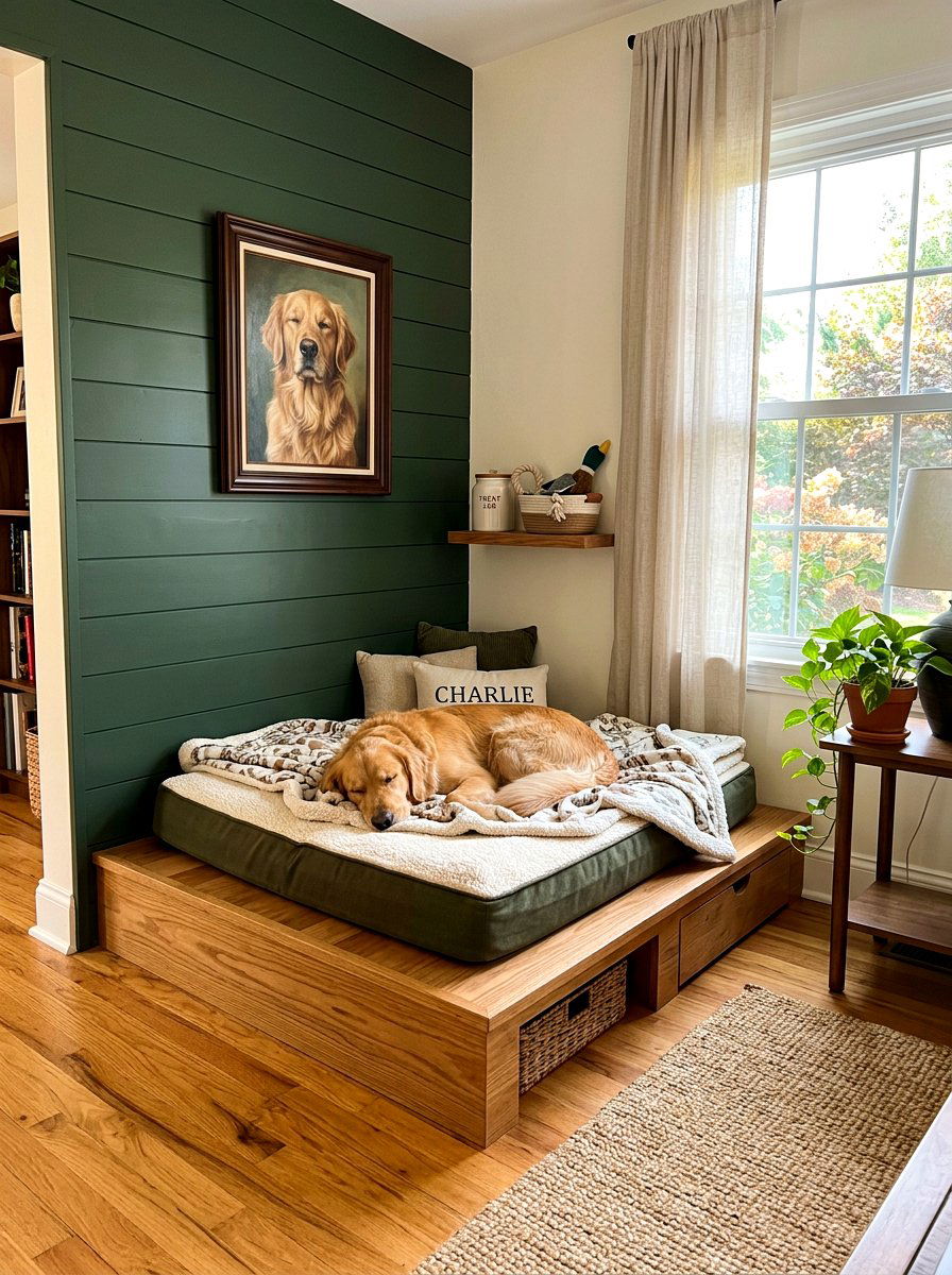 Corner Dog Bed Nook - 30 viral pet room ideas