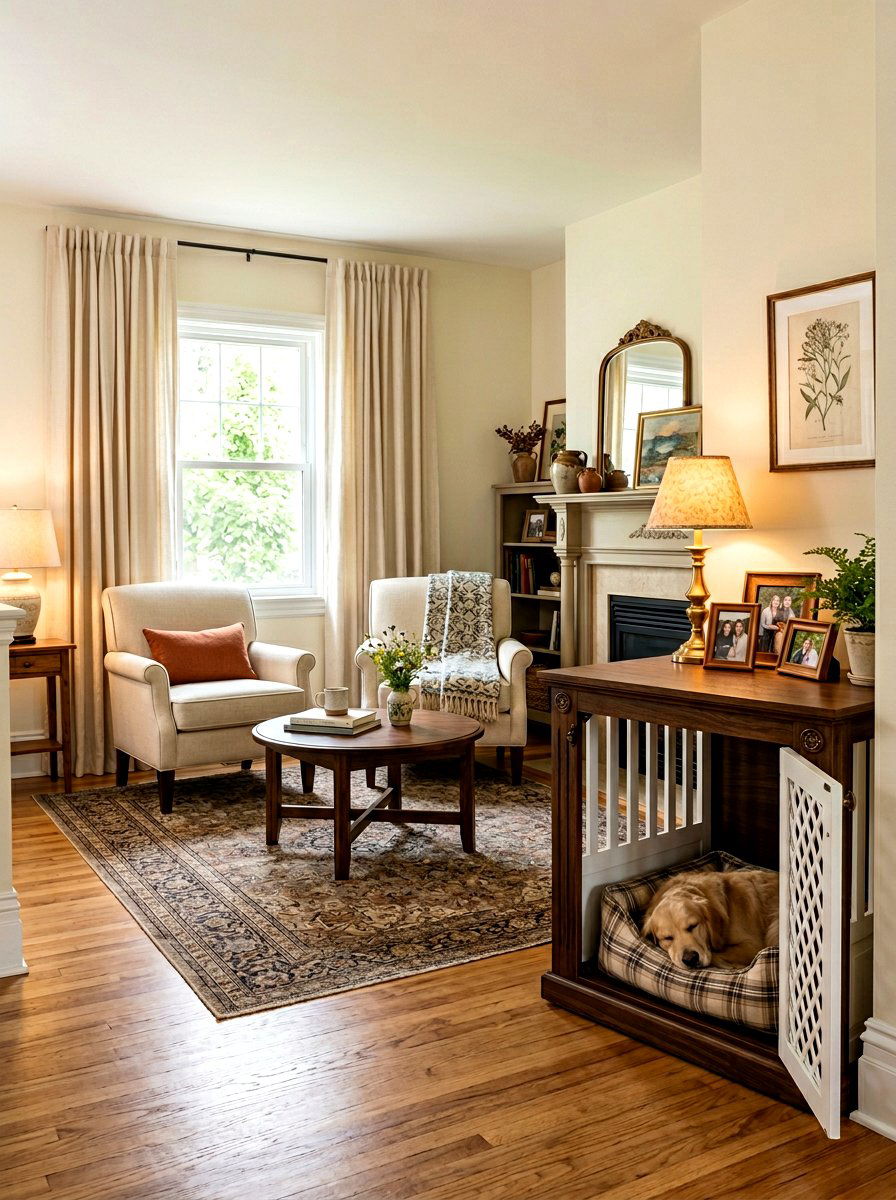 Corner Dog Crate Cabinet - 30 indoor dog crate ideas