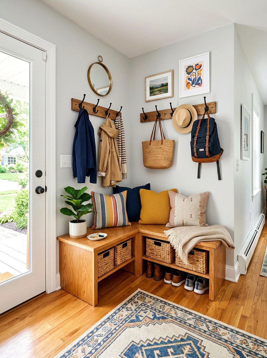 Corner Entryway Bench - 30 apartment entryway styling ideas