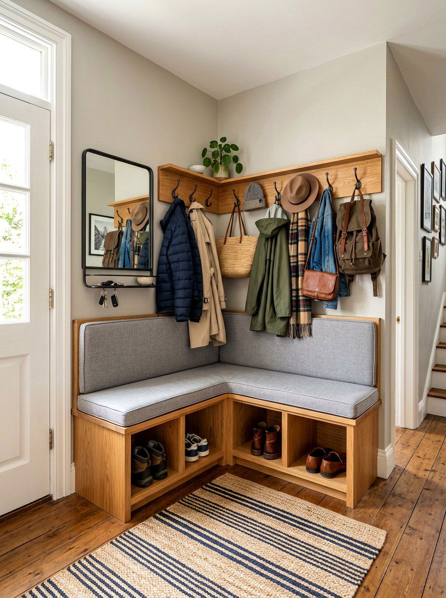 Corner Entryway Bench With Hooks - 30 entry bench and hooks ideas