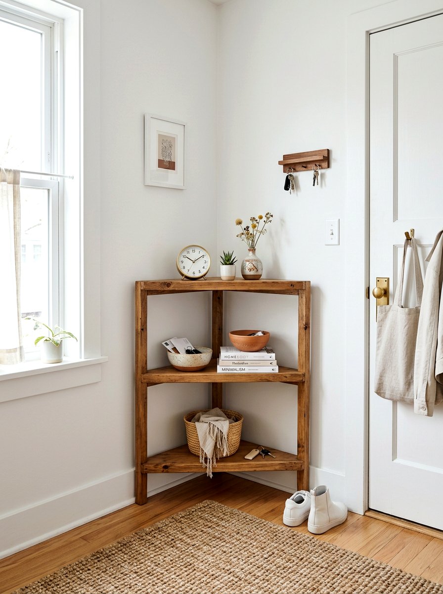 Corner Entryway Shelf - 30 apartment entryway ideas