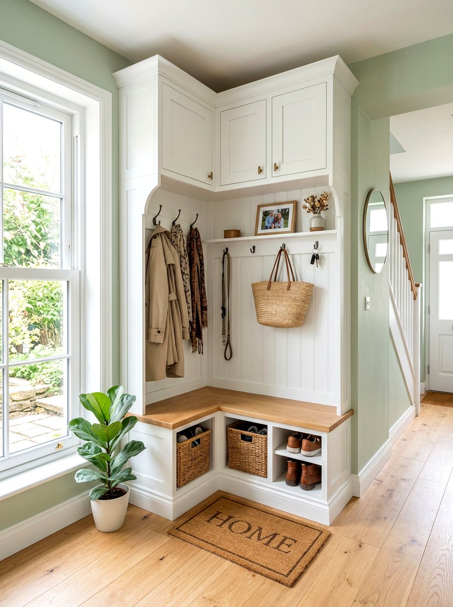 Corner Entryway Unit - 30 slim foyer storage ideas