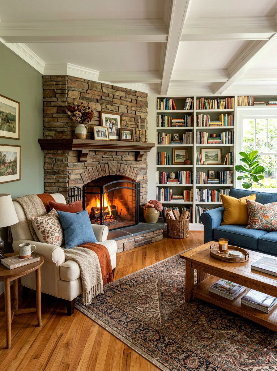 Corner Fireplace - 30 family room fireplace ideas