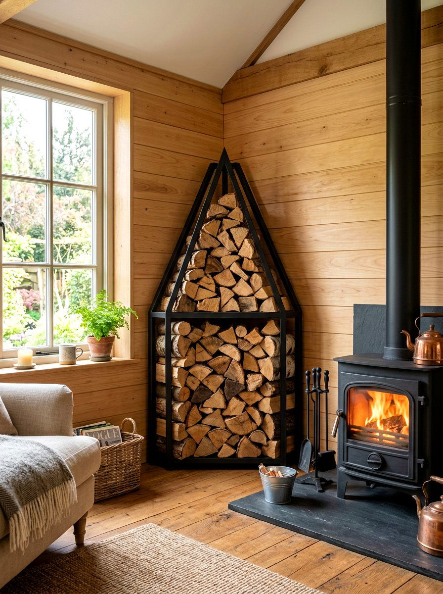 Corner Firewood Rack - 30 firewood rack ideas