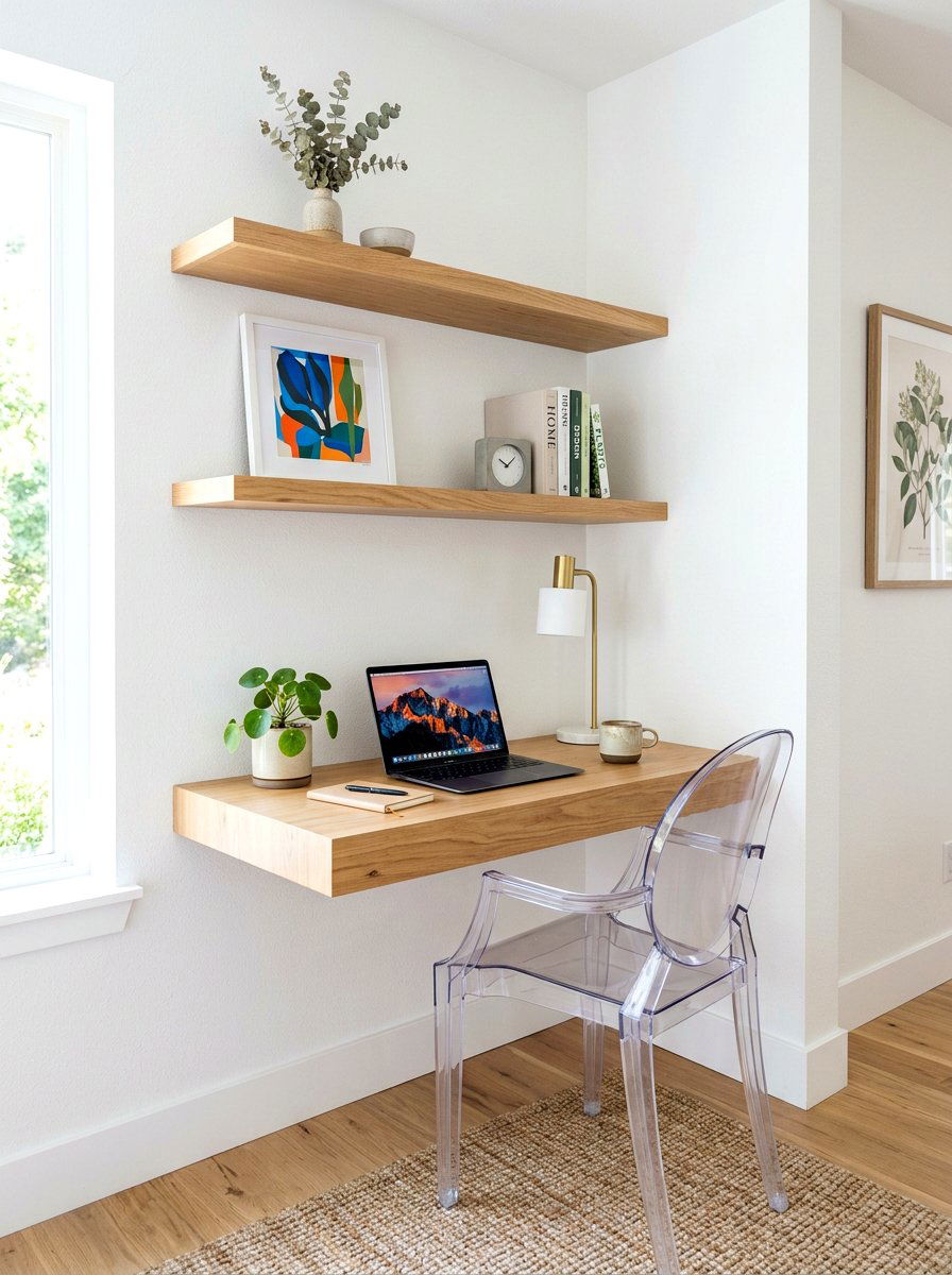 Corner Floating Desk - 30 Pinterest home office ideas