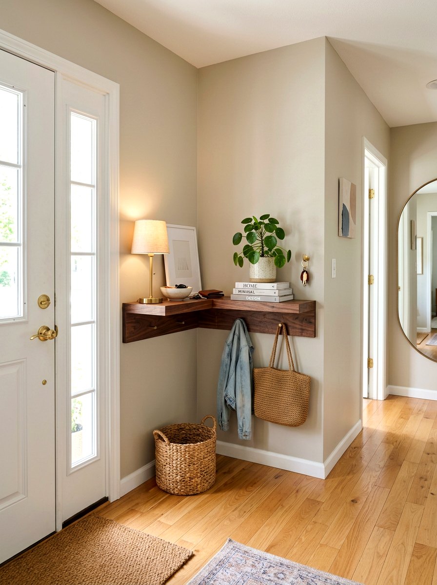 Corner Floating Entry Shelf - 30 floating entry shelf ideas