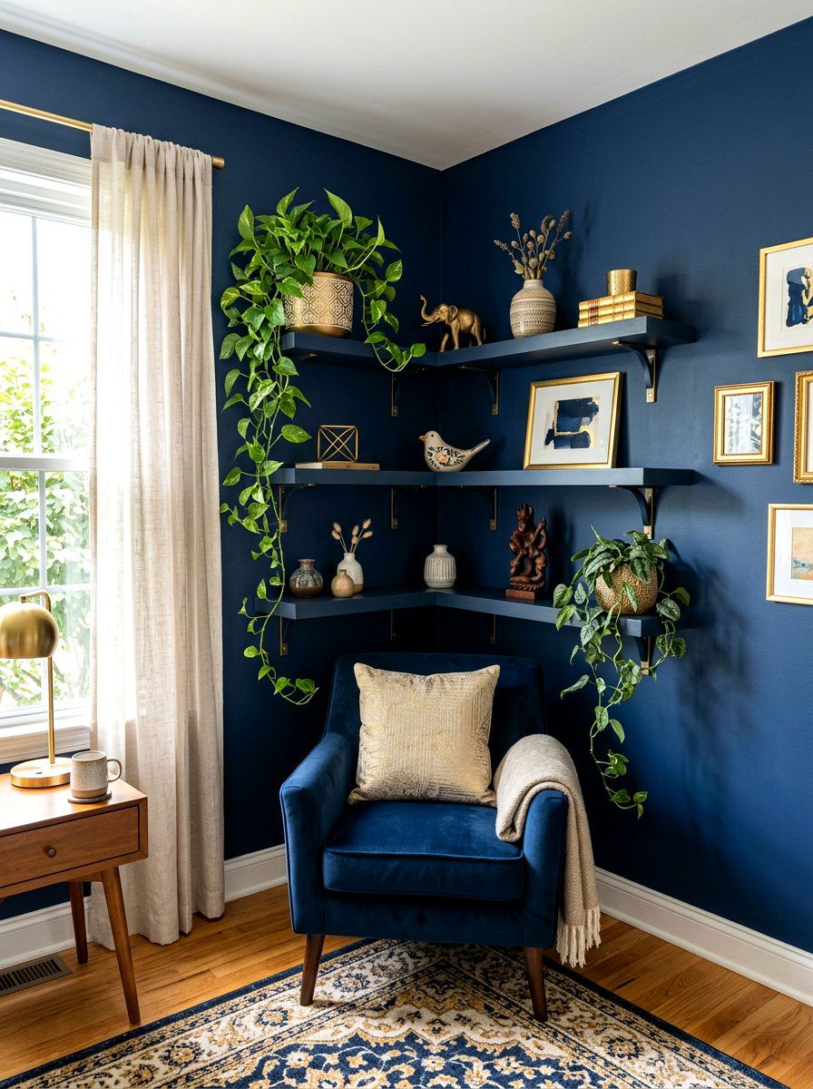 Corner Floating Shelf - 30 apartment organization reset ideas