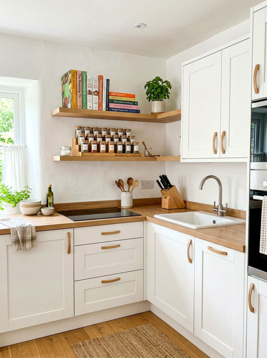 Corner Floating Wall Shelf - 30 French cottage kitchen shelf ideas