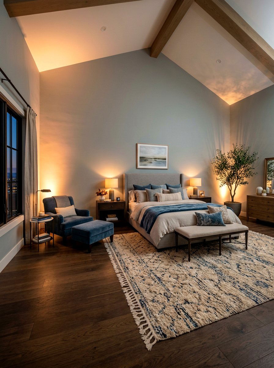Corner Floor Uplights - 30 circadian lighting bedroom ideas