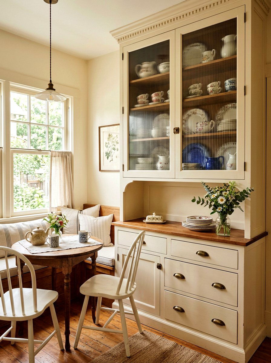 Corner Fluted Glass Kitchen Hutch - 30 ribbed glass cabinet ideas