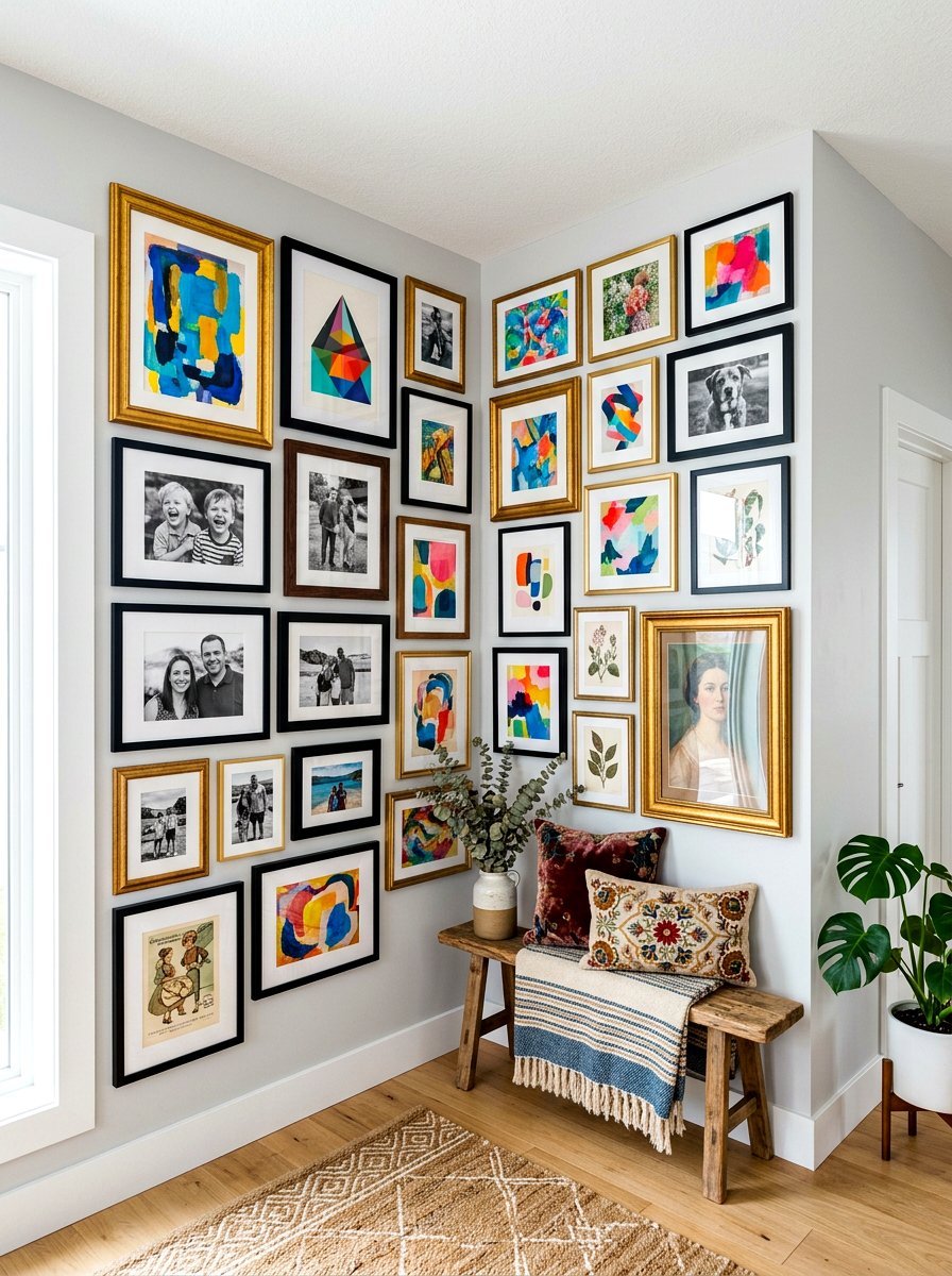Corner Gallery Wall - 30 awkward corner ideas