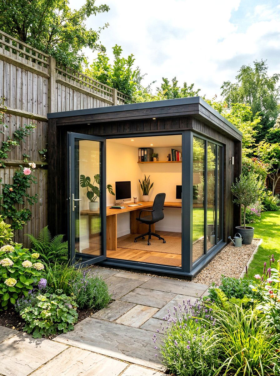 Corner Garden Office - 30 office shed ideas