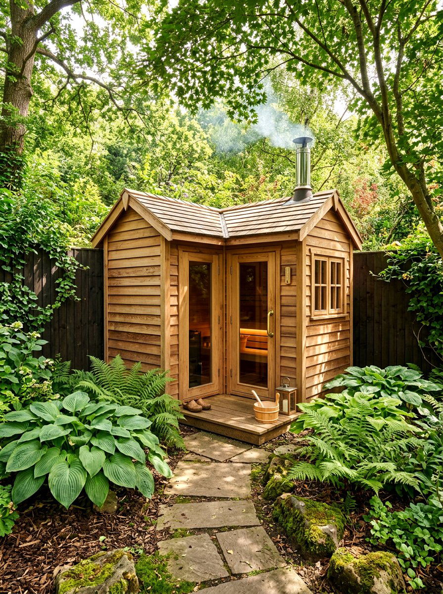 Corner Garden Sauna - 30 backyard sauna ideas