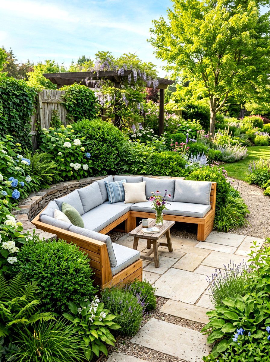 Corner Garden Seating - 30 corner garden ideas