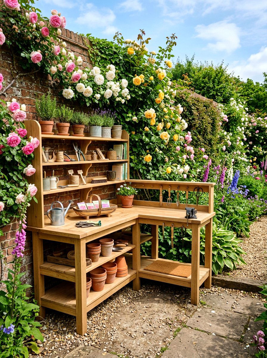 Corner Garden Workstation - 30 garden workstation ideas