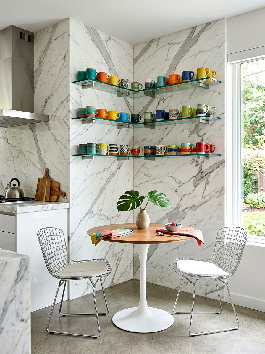 Corner Glass Shelves For Mugs - 30 breakfast corner shelves ideas