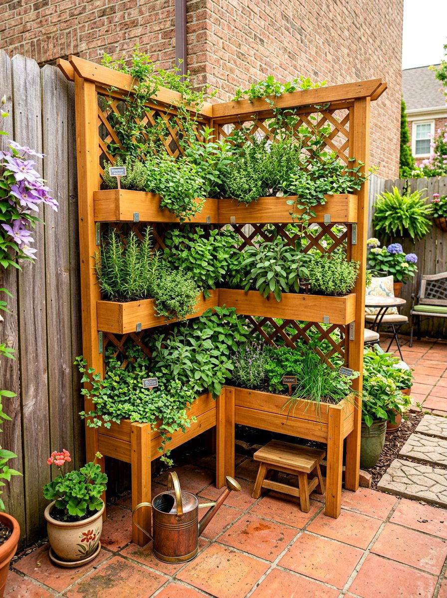 Corner Herb Trellis - 30 herb garden trellis ideas
