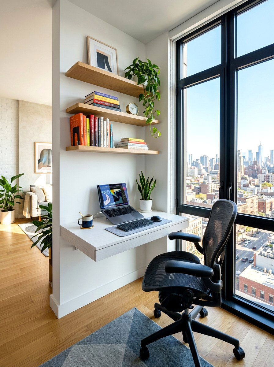 Corner Home Office - 30 studio apartment ideas