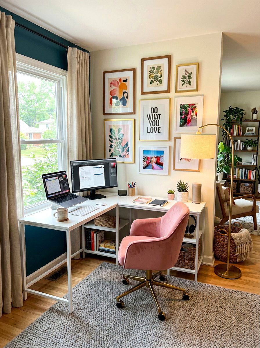 Corner Home Office - 30 feminine office ideas