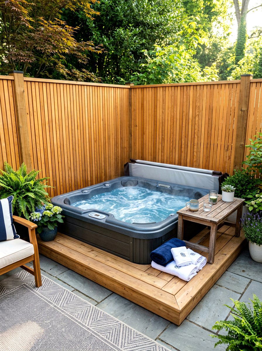 Corner Hot Tub Layout - 30 hot tub patio decor ideas aesthetic