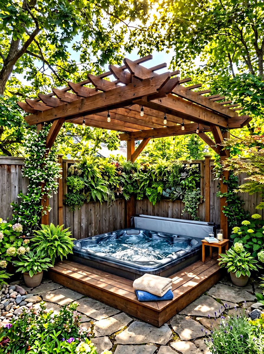 Corner Hot Tub Pergola - 30 pergola over hot tub ideas