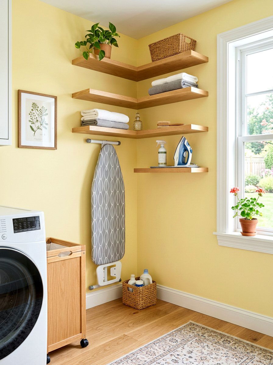 Corner Ironing Board - 30 ironing station ideas