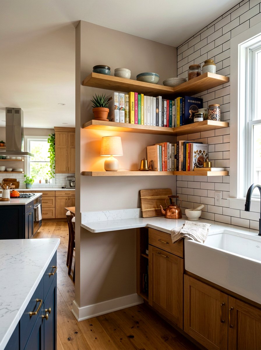 Corner Kitchen Open Shelves - 30 kitchen open shelf styling ideas