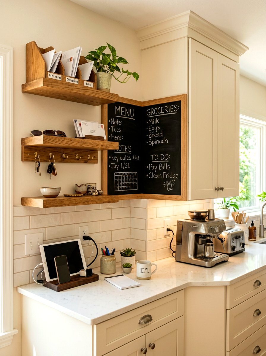 Corner Kitchen Organizer - 30 family message center ideas