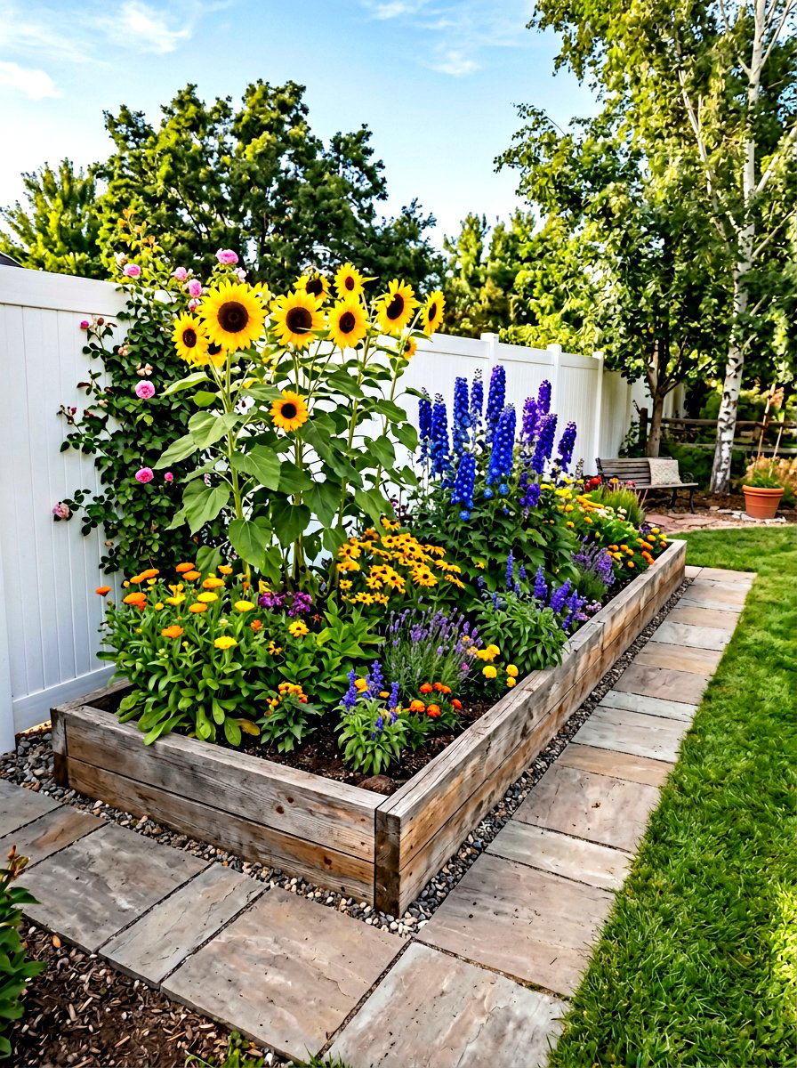 Corner L Shaped Raised Flower Bed - 30 raised flower bed ideas