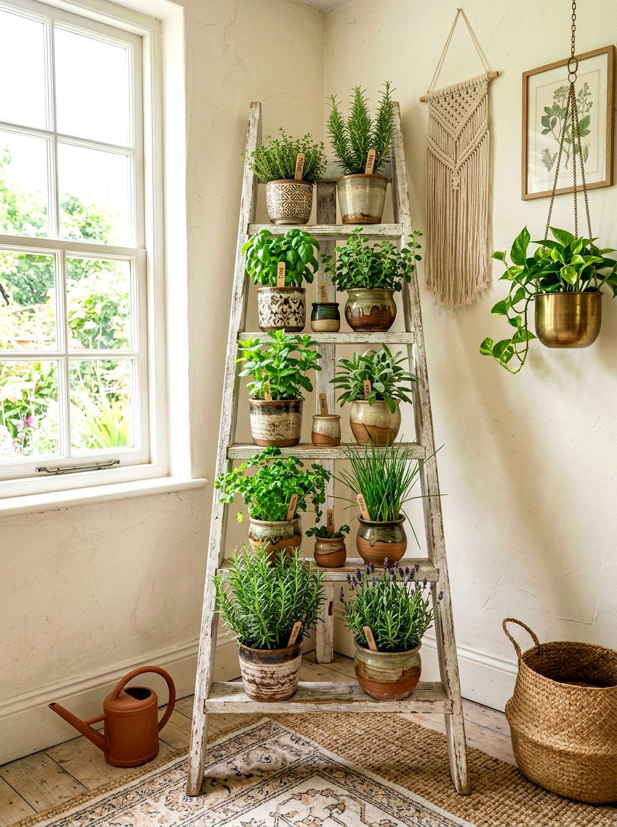 Corner Ladder Planter - 30 vertical garden corner ideas