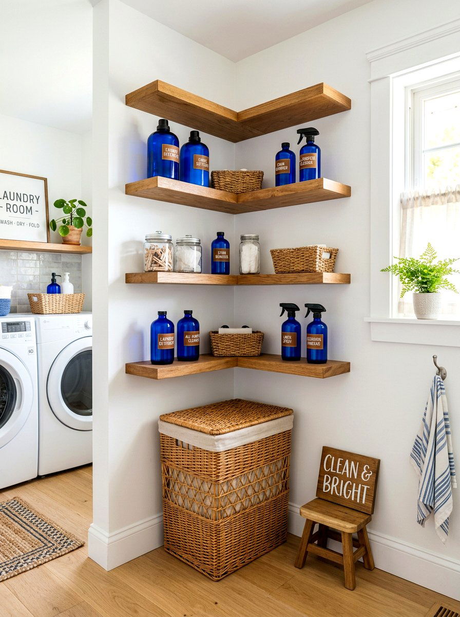 Corner Laundry Shelf - 30 detergent shelf ideas
