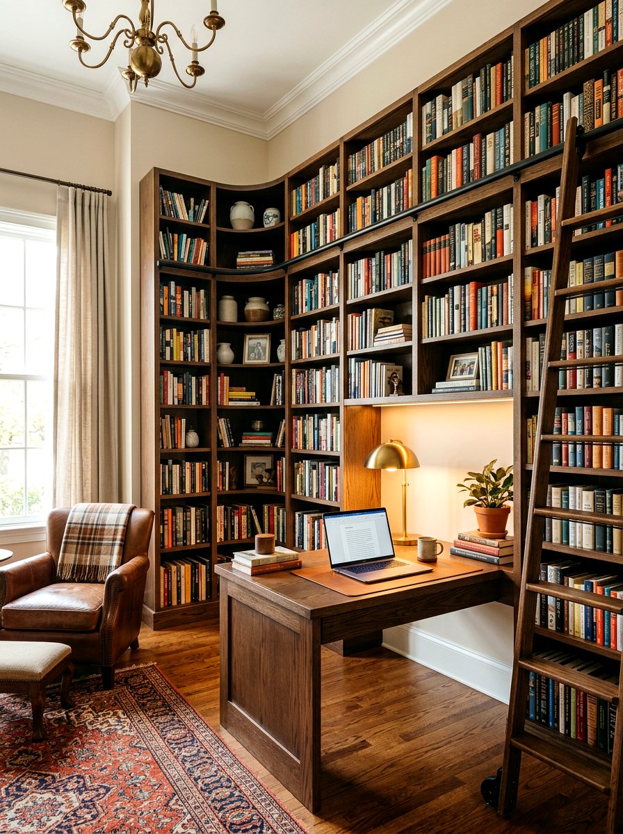 Corner Library Shelving - 30 ladder library office ideas