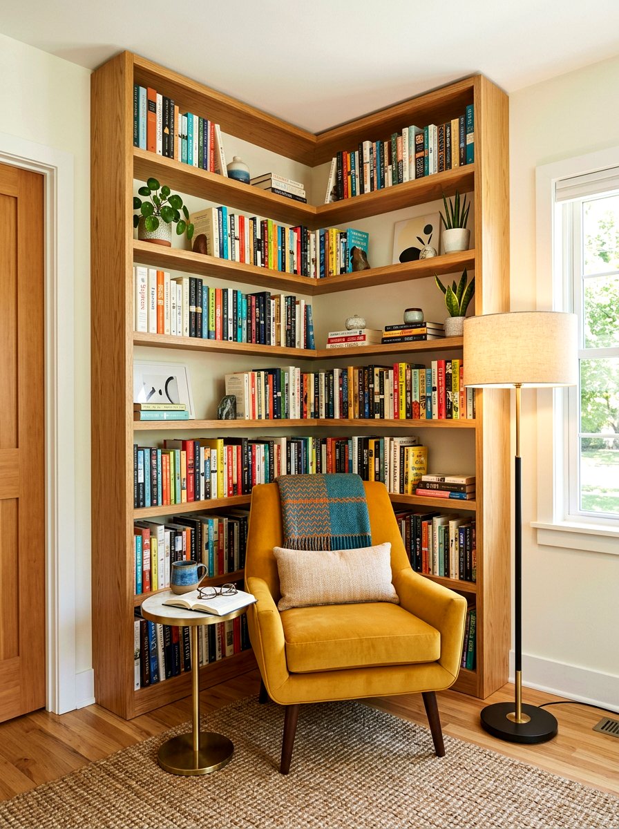 Corner Library Unit - 30 book filled room ideas