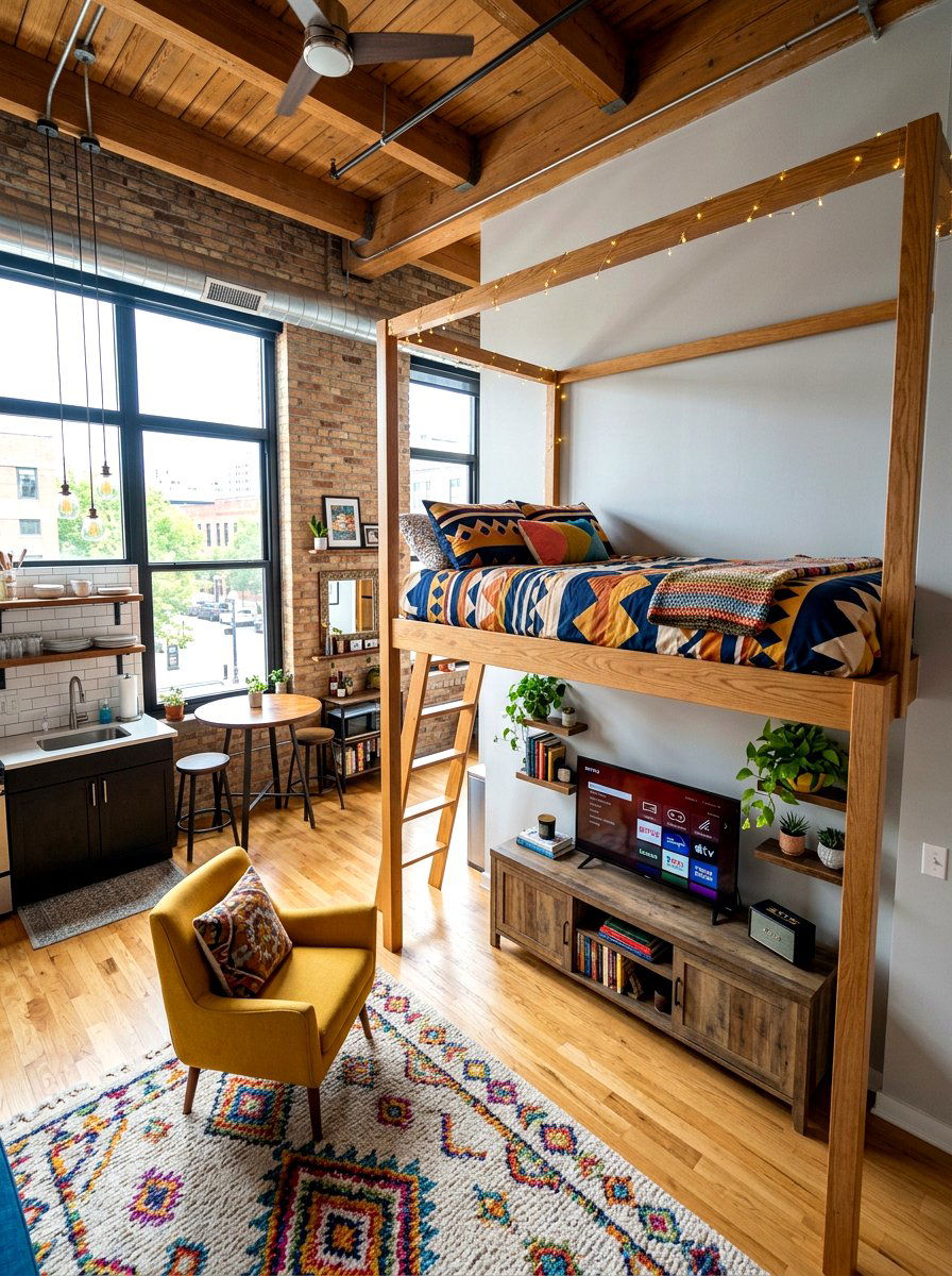 Corner Loft Bed - 30 loft bed studio apartment ideas
