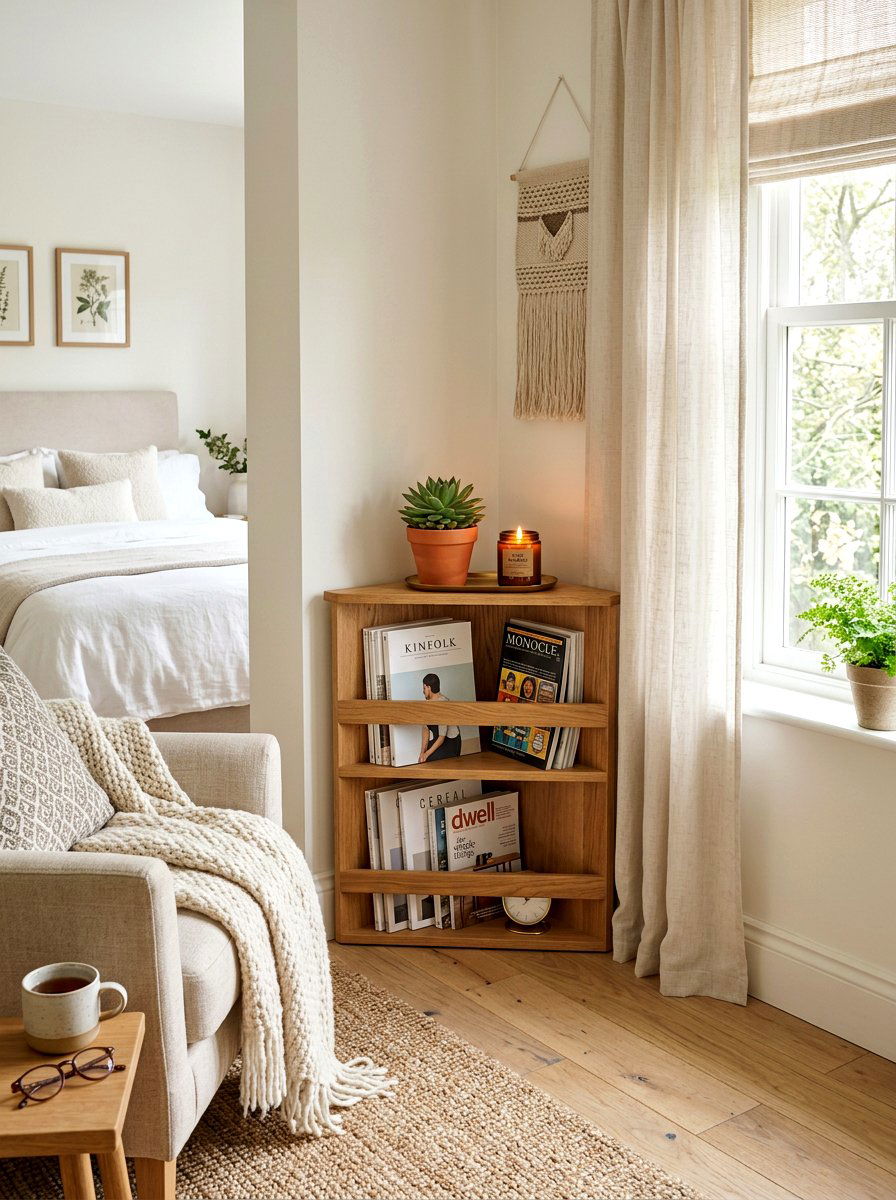 Corner Magazine Stand - 30 magazine rack decor ideas