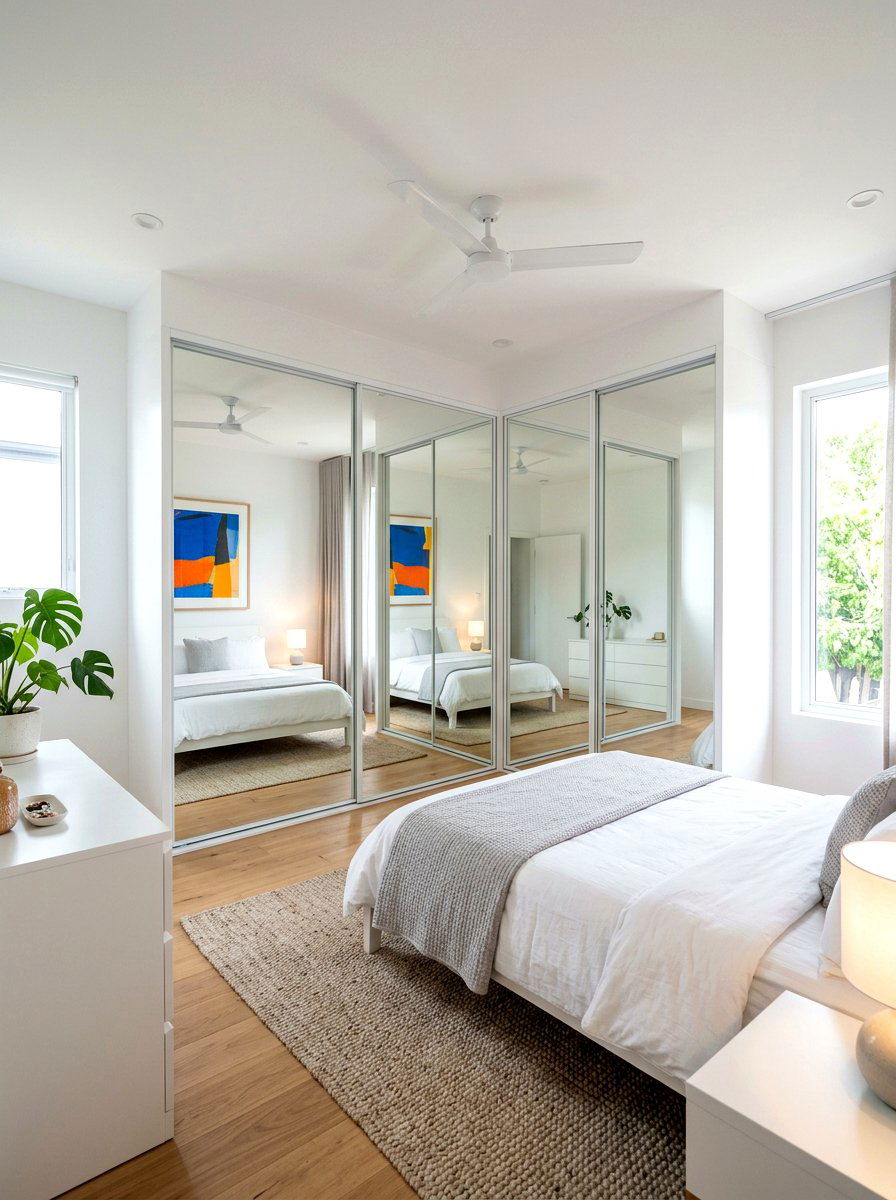 Corner Mirrored Closet - 30 mirrored closet ideas