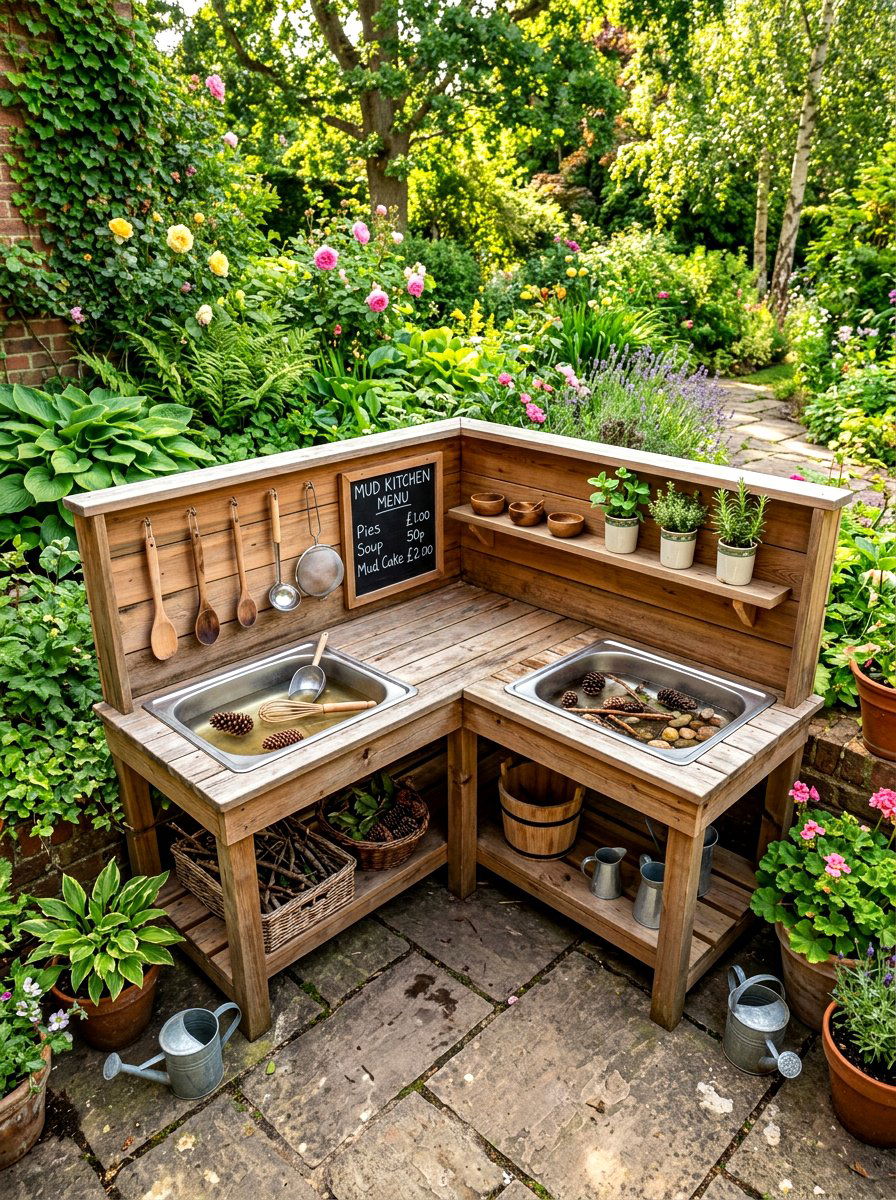 Corner Mud Kitchen - 30 play kitchen corner ideas