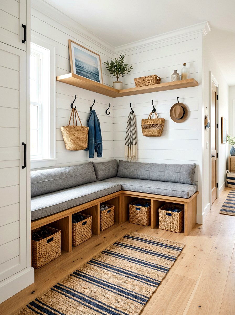 Corner Mudroom Bench - 30 mudroom storage ideas
