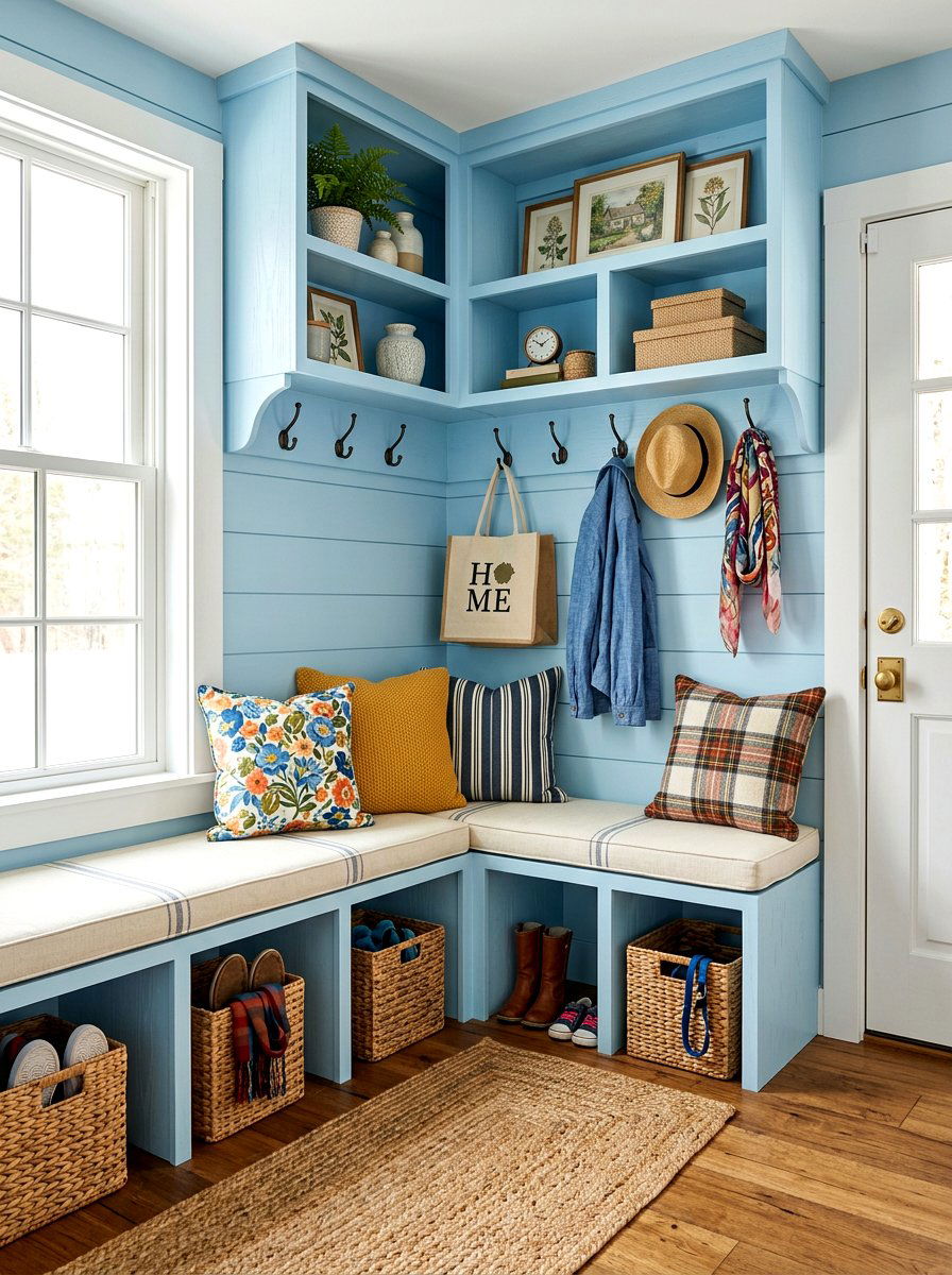 Corner Mudroom Bench - 30 drop zone cabinet ideas