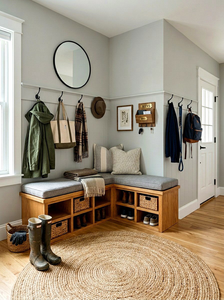 Corner Mudroom Nook - 30 small mudroom ideas