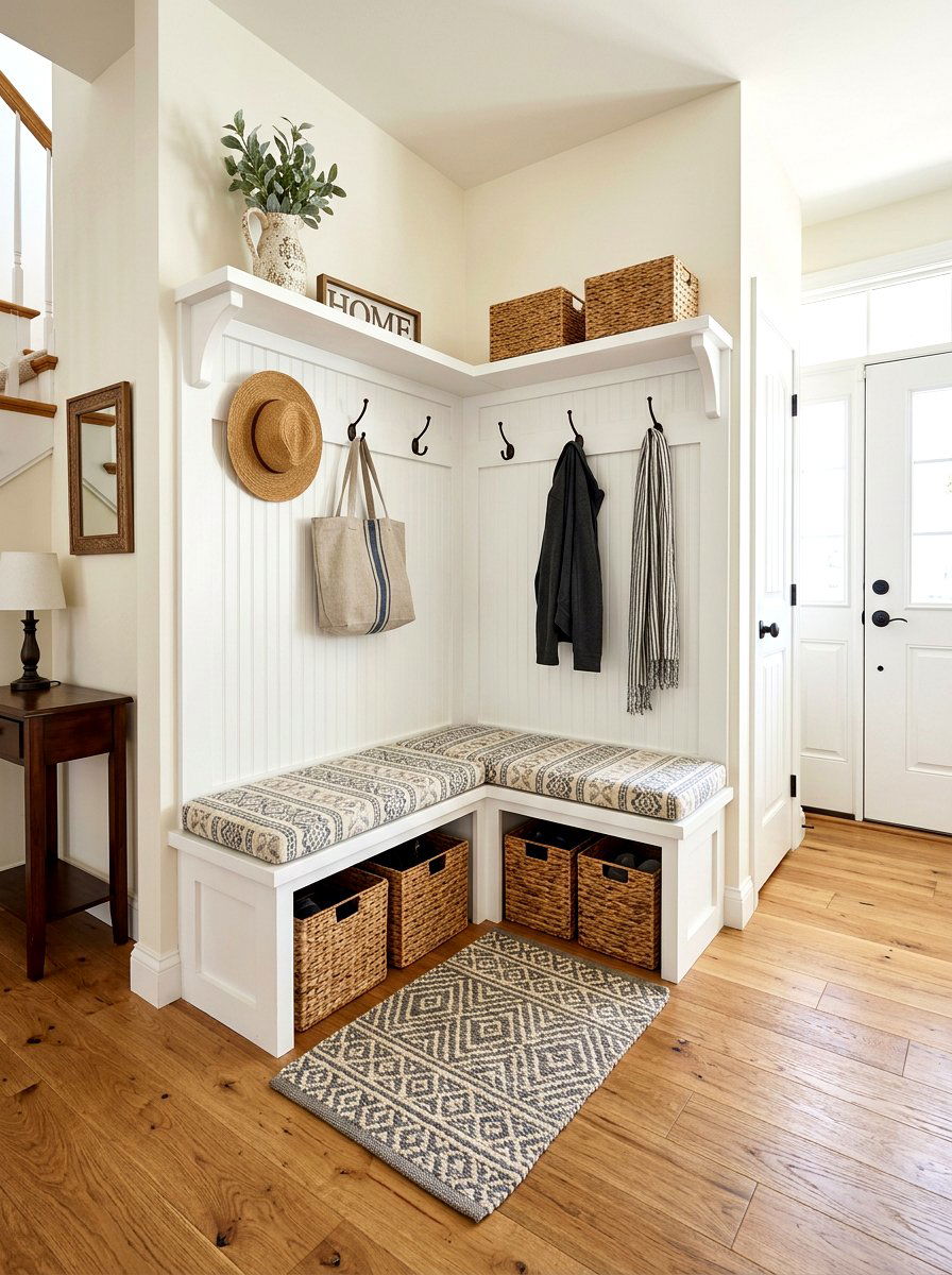 Corner Mudroom Unit - 30 mini mudroom apartment ideas
