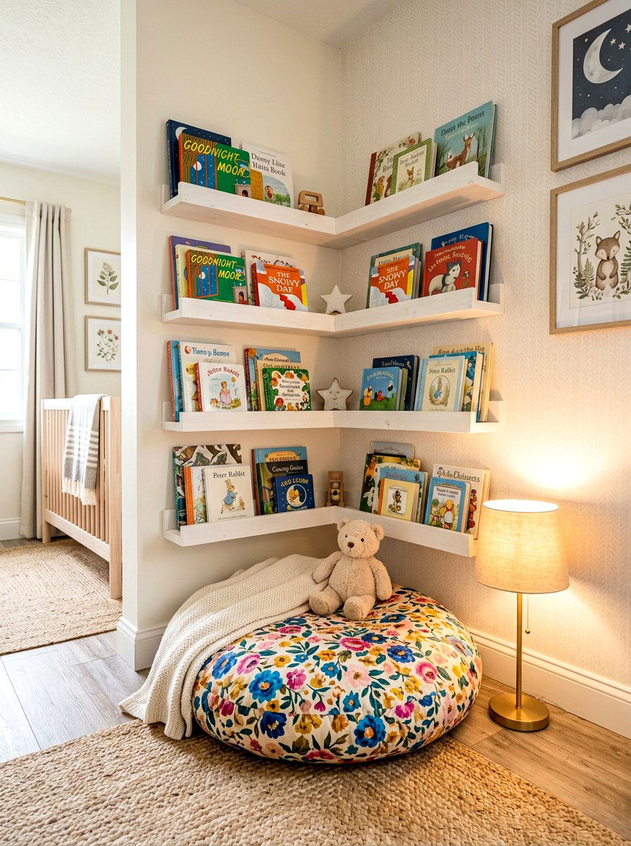Corner Nursery Reading Nook - 30 nursery library wall ideas