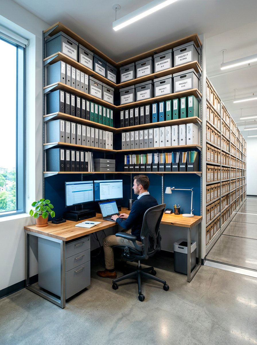 Corner Office File Storage - 30 archive room office ideas