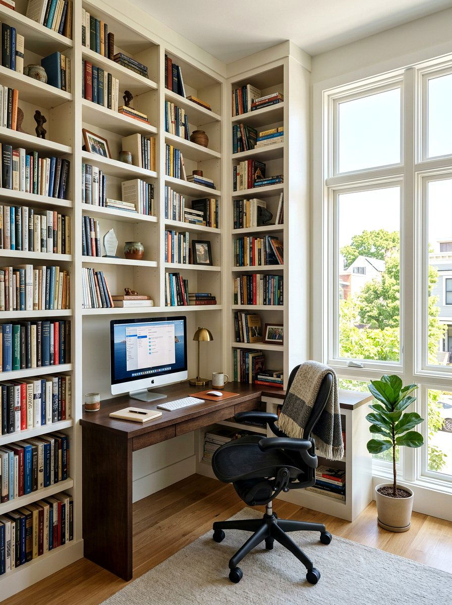 Corner Office Library Shelves - 30 classic office library ideas