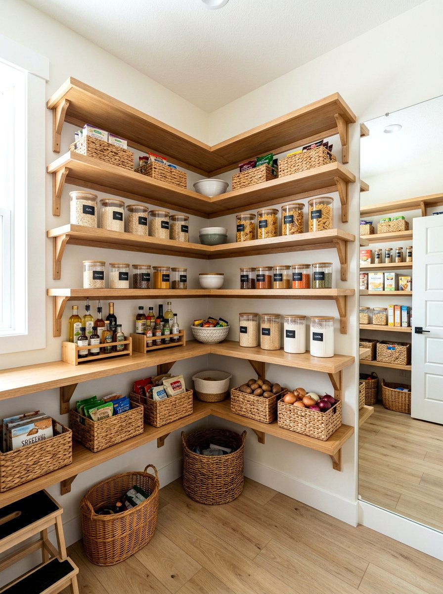 Corner Pantry Shelf - 30 refill station pantry ideas