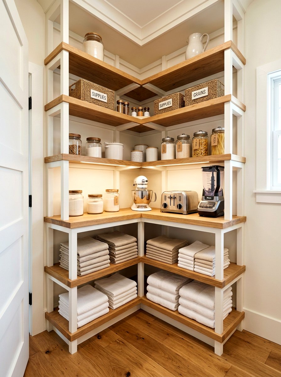 Corner Pantry Shelving - 30 organizing a tiny pantry ideas