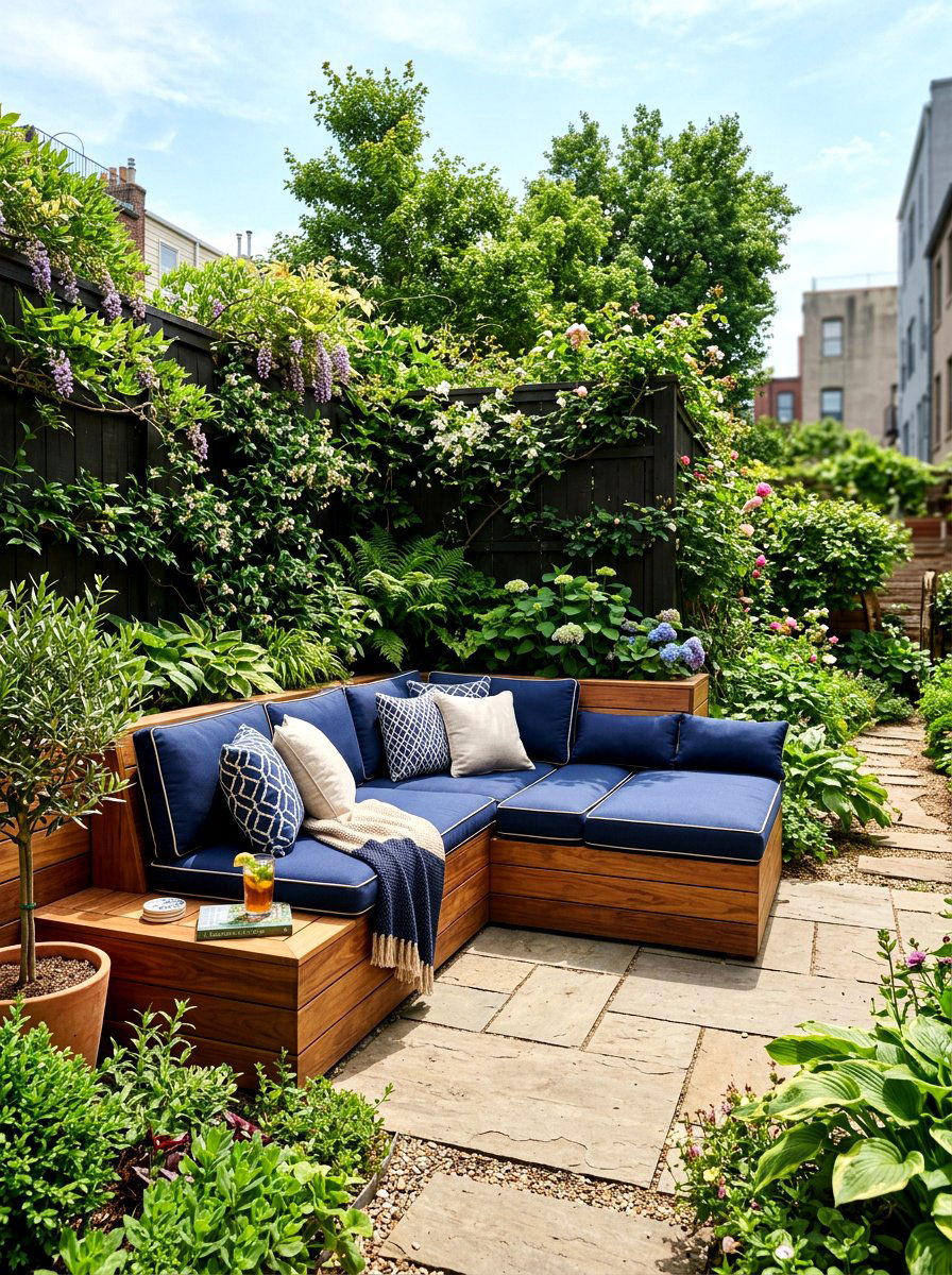 Corner Patio Bench Sunbed - 30 built in sunbed patio ideas