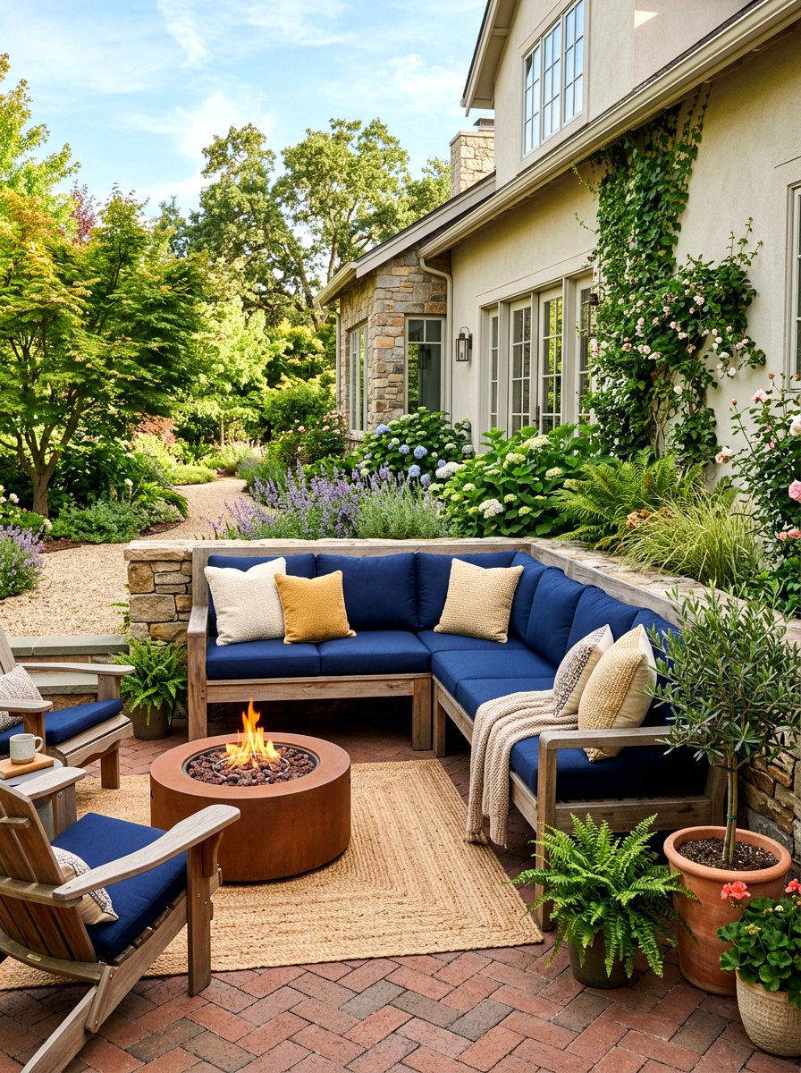 Corner Patio Bench - 30 backyard reading nook ideas