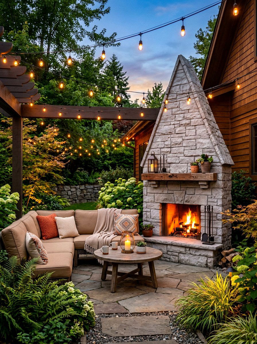 Corner Patio Fireplace - 30 covered patio fireplace ideas