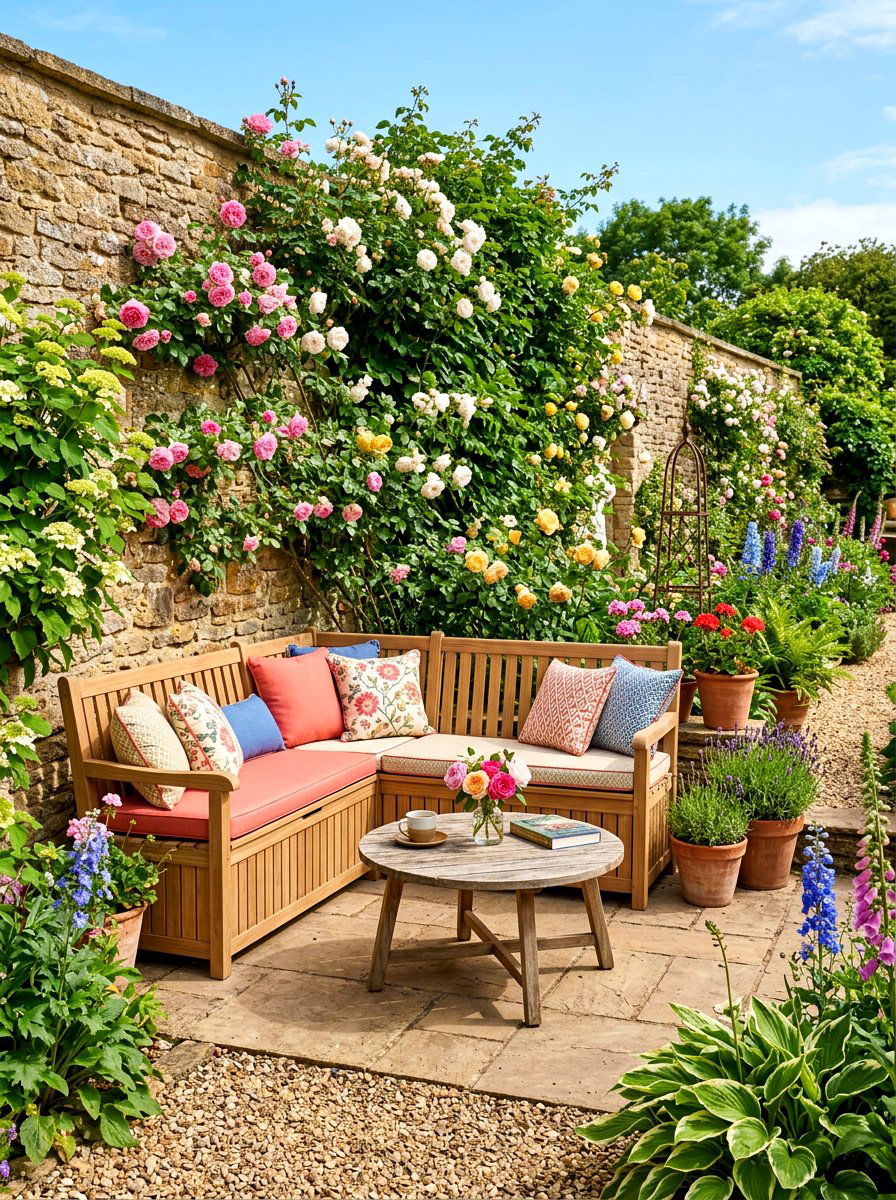 Corner Patio Storage Seating - 30 patio storage bench seating ideas